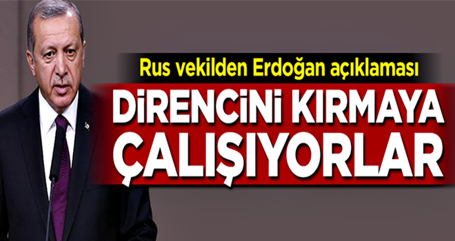 Rus vekilden Erdoğan açıklaması: Direncini kırmaya çalışıyorlar