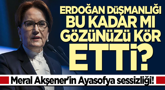 Meral Akşener'in Ayasofya sessizliği! Erdoğan düşmanlığı bu kadar mı gözünüzü kör etti?