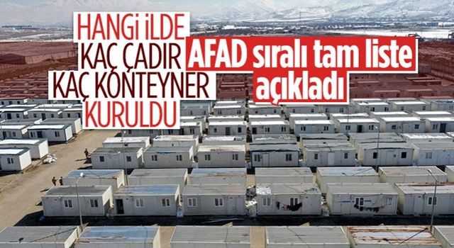 AFAD duyurdu: Deprem bölgesindeki 11 ile kurulan çadır ve konteyner sayısı