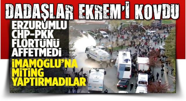 Ekrem İmamoğlu'nun Erzurum mitinginde arbede çıktı: İmamoğlu konuşmasını yarıda kesti