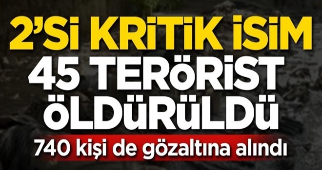 2'si üst düzey 45 terörist öldürüldü! 740 kişi de gözaltına alındı