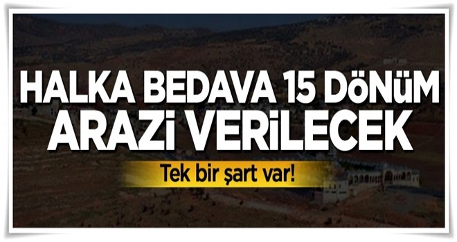 Halka 15 dönüm bedava arazi verilecek, tek bir şart var