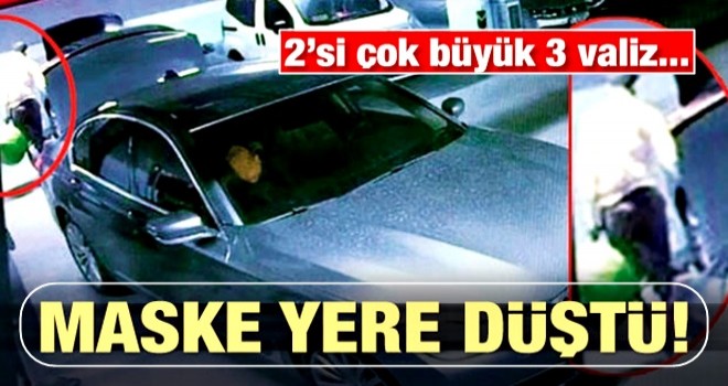 Maske yere düştü! İkisi çok büyük üç valiz...