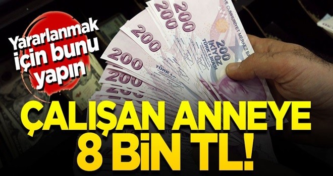 Devletten çalışan anneye 8 bin lira teşvik!