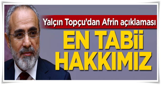 Yalçın Topçu'dan Afrin açıklaması