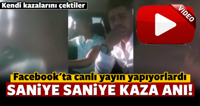 Trafikte canlı yayın yapan gençler kaza geçirdi