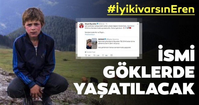 Selçuk Bayraktar açıkladı: Eren Bülbül'ün adı göklerde yaşatılacak