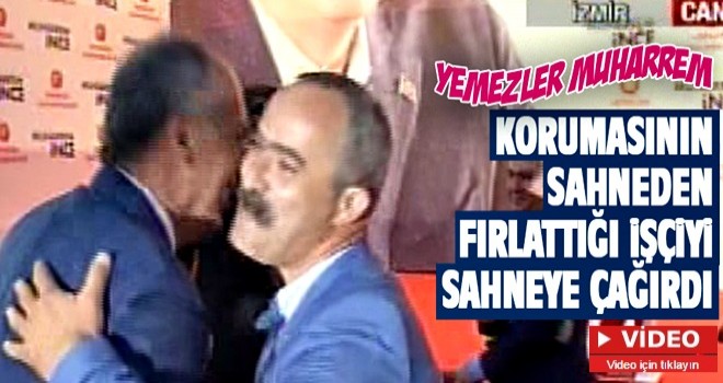 İnce, sahneden fırlatılan işçiyi mitinge çıkardı