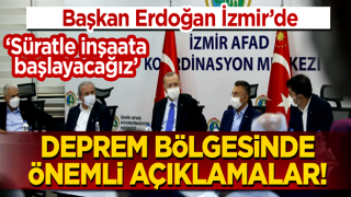 Başkan Erdoğan deprem bölgesinde! Depremzedeler için önemli açıklamalar: Süratle inşaat çalışmalarına başlayacağız