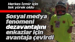 Sosyal medya fenomeni Rıdvan Çelik, 98 santimetrelik boyuyla İzmir'de arama kurtarma çalışmalarına katılıyor