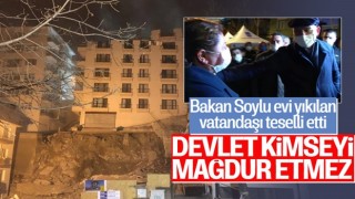 İçişleri Bakanı Soylu, mağduruz diyen Açelya apartmanı sakinini teselli etti