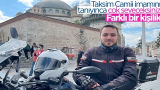 Taksim Camii'nin imamı motosikletiyle ilgi odağı oluyor