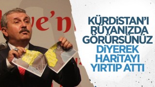 Sözde Kürdistan haritasını yırtan Mustafa Destici: Sizin rüyalarınızı kabusa çeviririz