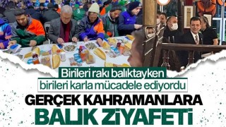 Üsküdar Belediyesi’nden karla mücadelenin gerçek kahramanlarına balık ziyafeti