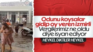 İzmir'de sağanak yağmur hayatı felç etti