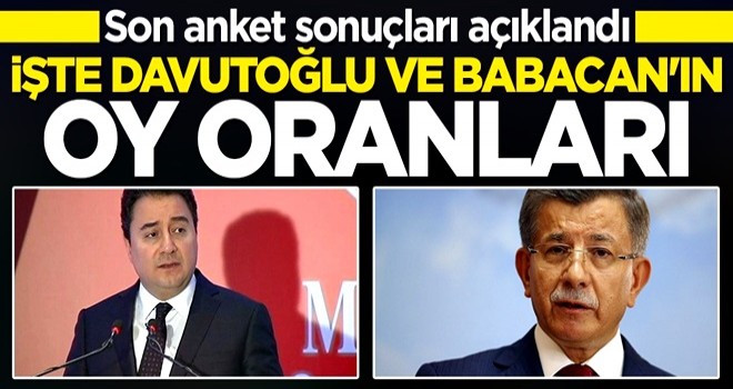 Son anket sonuçları açıklandı! Davutoğlu ve Babacan'a büyük şok