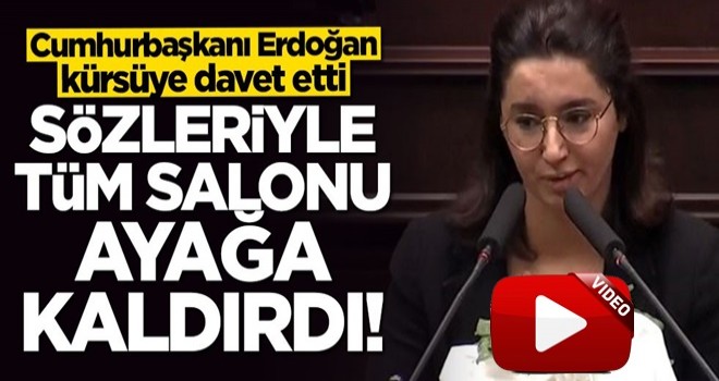 Cumhurbaşkanı Erdoğan'ın kürsüye davet ettiği şehit kızının sözleri salonu ayağa kaldırdı