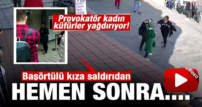 Karaköy'de başörtülü kızlara saldıran kadın, aynı gün başkalarıyla tartışıp küfürler yağdırmış