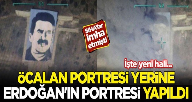 Abdullah Öcalan'ın imha edilen portresinin yerine Erdoğan'ın portresi yapıldı! İşte yeni hali...